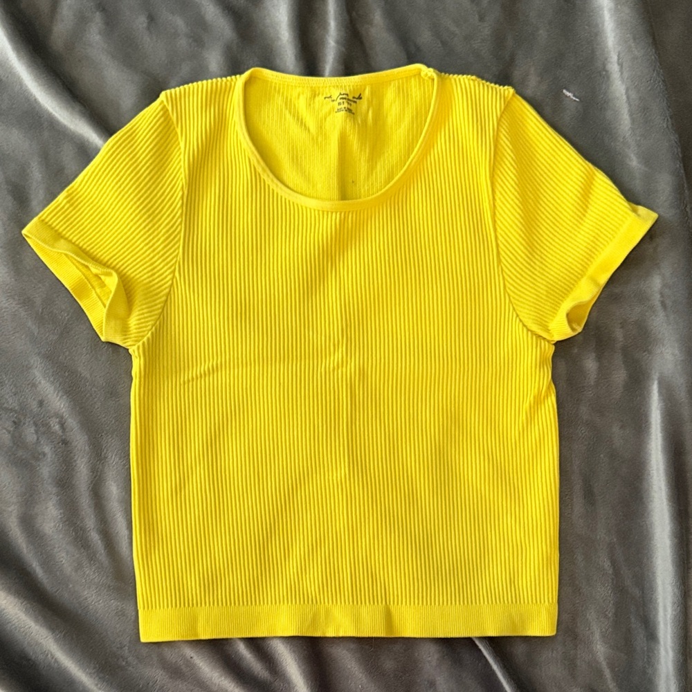 Urban Outfitters Bright Yellow Ribbed Tee
